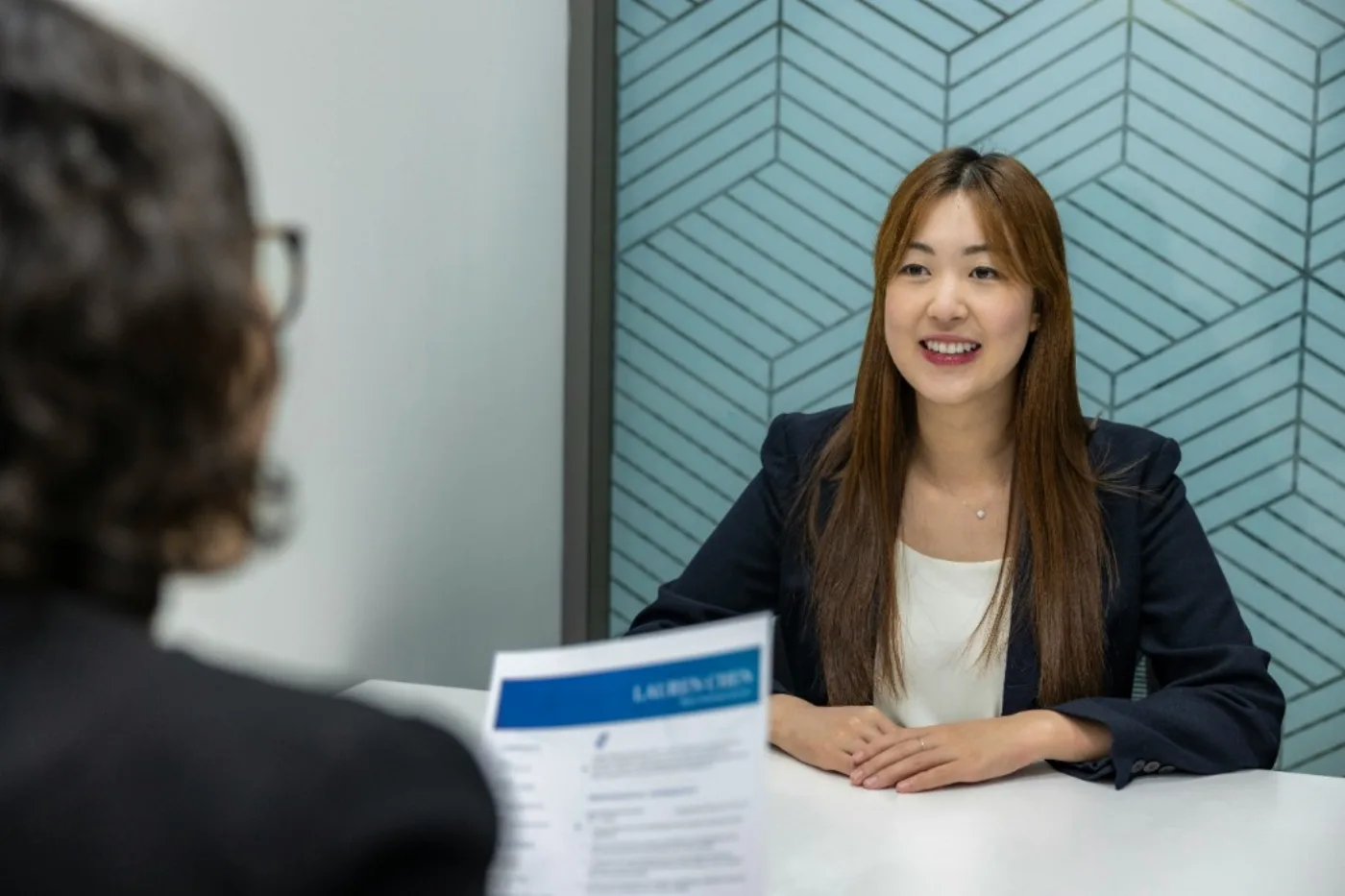 Candidate in a job interview with a recruiter